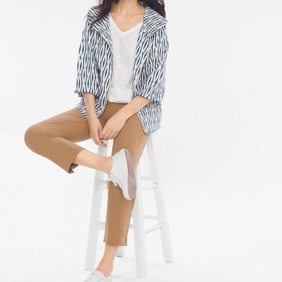 Chicos Tan Zenergy Zip Front Cropped Lightweight Pants - Picture 3 of 12